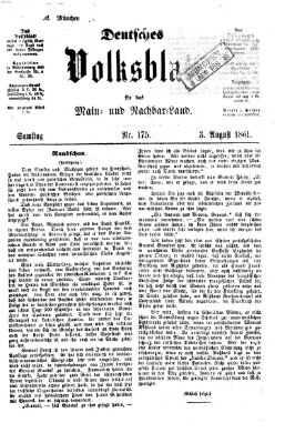 Deutsches Volksblatt für das Main- und Nachbar-Land Samstag 3. August 1861