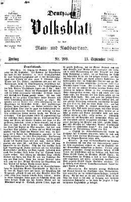 Deutsches Volksblatt für das Main- und Nachbar-Land Freitag 13. September 1861