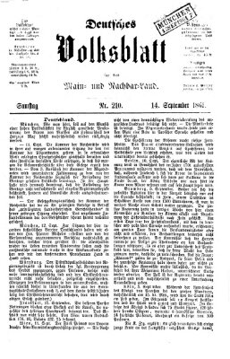 Deutsches Volksblatt für das Main- und Nachbar-Land Samstag 14. September 1861