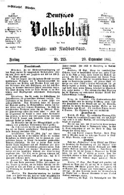 Deutsches Volksblatt für das Main- und Nachbar-Land Freitag 20. September 1861