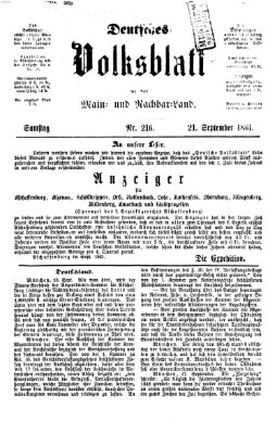 Deutsches Volksblatt für das Main- und Nachbar-Land Samstag 21. September 1861