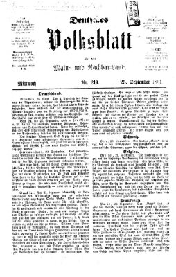 Deutsches Volksblatt für das Main- und Nachbar-Land Mittwoch 25. September 1861