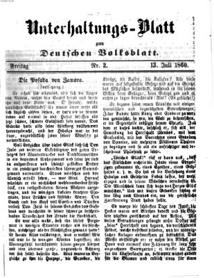 Deutsches Volksblatt für das Main- und Nachbar-Land. Unterhaltungs-Blatt zum Deutschen Volksblatt (Deutsches Volksblatt für das Main- und Nachbar-Land) Freitag 13. Juli 1860