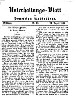 Deutsches Volksblatt für das Main- und Nachbar-Land. Unterhaltungs-Blatt zum Deutschen Volksblatt (Deutsches Volksblatt für das Main- und Nachbar-Land) Mittwoch 29. August 1860