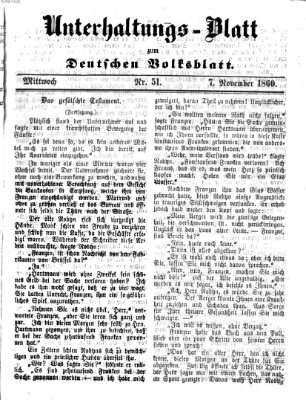 Deutsches Volksblatt für das Main- und Nachbar-Land. Unterhaltungs-Blatt zum Deutschen Volksblatt (Deutsches Volksblatt für das Main- und Nachbar-Land) Mittwoch 7. November 1860