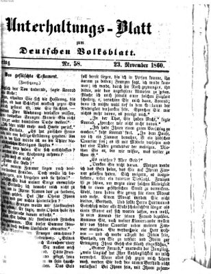 Deutsches Volksblatt für das Main- und Nachbar-Land. Unterhaltungs-Blatt zum Deutschen Volksblatt (Deutsches Volksblatt für das Main- und Nachbar-Land) Freitag 23. November 1860