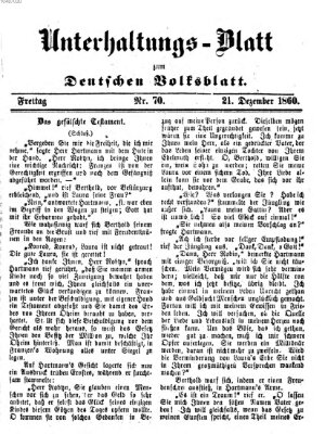 Deutsches Volksblatt für das Main- und Nachbar-Land. Unterhaltungs-Blatt zum Deutschen Volksblatt (Deutsches Volksblatt für das Main- und Nachbar-Land) Freitag 21. Dezember 1860