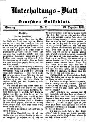 Deutsches Volksblatt für das Main- und Nachbar-Land. Unterhaltungs-Blatt zum Deutschen Volksblatt (Deutsches Volksblatt für das Main- und Nachbar-Land) Sonntag 23. Dezember 1860