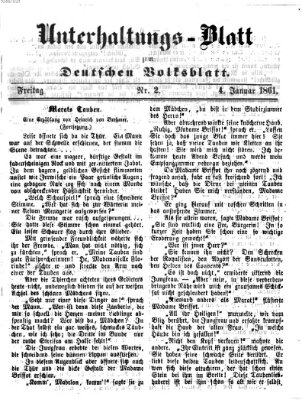 Deutsches Volksblatt für das Main- und Nachbar-Land. Unterhaltungs-Blatt zum Deutschen Volksblatt (Deutsches Volksblatt für das Main- und Nachbar-Land) Freitag 4. Januar 1861