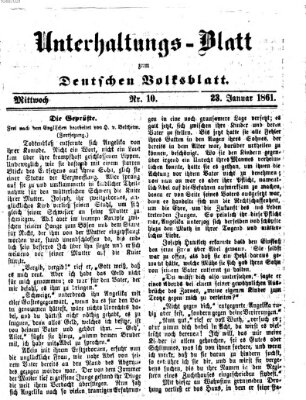 Deutsches Volksblatt für das Main- und Nachbar-Land. Unterhaltungs-Blatt zum Deutschen Volksblatt (Deutsches Volksblatt für das Main- und Nachbar-Land) Mittwoch 23. Januar 1861