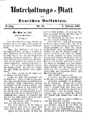 Deutsches Volksblatt für das Main- und Nachbar-Land. Unterhaltungs-Blatt zum Deutschen Volksblatt (Deutsches Volksblatt für das Main- und Nachbar-Land) Freitag 1. Februar 1861