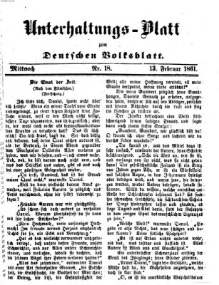 Deutsches Volksblatt für das Main- und Nachbar-Land. Unterhaltungs-Blatt zum Deutschen Volksblatt (Deutsches Volksblatt für das Main- und Nachbar-Land) Mittwoch 13. Februar 1861