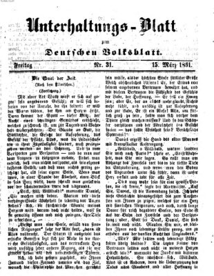 Deutsches Volksblatt für das Main- und Nachbar-Land. Unterhaltungs-Blatt zum Deutschen Volksblatt (Deutsches Volksblatt für das Main- und Nachbar-Land) Freitag 15. März 1861