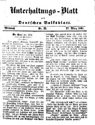 Deutsches Volksblatt für das Main- und Nachbar-Land. Unterhaltungs-Blatt zum Deutschen Volksblatt (Deutsches Volksblatt für das Main- und Nachbar-Land) Mittwoch 27. März 1861