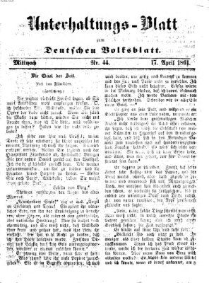 Deutsches Volksblatt für das Main- und Nachbar-Land. Unterhaltungs-Blatt zum Deutschen Volksblatt (Deutsches Volksblatt für das Main- und Nachbar-Land) Mittwoch 17. April 1861