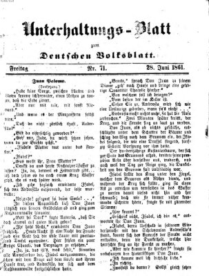 Deutsches Volksblatt für das Main- und Nachbar-Land. Unterhaltungs-Blatt zum Deutschen Volksblatt (Deutsches Volksblatt für das Main- und Nachbar-Land) Freitag 28. Juni 1861