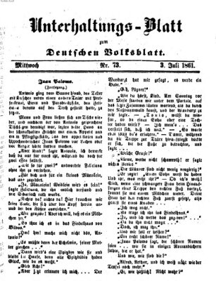 Deutsches Volksblatt für das Main- und Nachbar-Land. Unterhaltungs-Blatt zum Deutschen Volksblatt (Deutsches Volksblatt für das Main- und Nachbar-Land) Mittwoch 3. Juli 1861