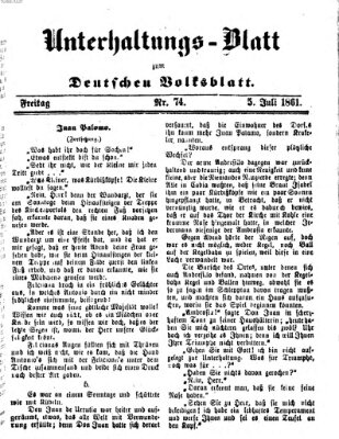 Deutsches Volksblatt für das Main- und Nachbar-Land. Unterhaltungs-Blatt zum Deutschen Volksblatt (Deutsches Volksblatt für das Main- und Nachbar-Land) Freitag 5. Juli 1861