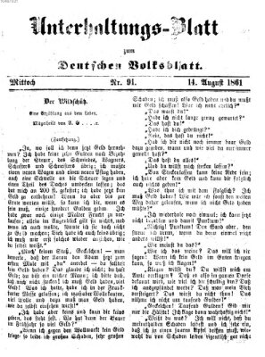 Deutsches Volksblatt für das Main- und Nachbar-Land. Unterhaltungs-Blatt zum Deutschen Volksblatt (Deutsches Volksblatt für das Main- und Nachbar-Land) Mittwoch 14. August 1861