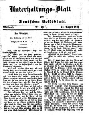 Deutsches Volksblatt für das Main- und Nachbar-Land. Unterhaltungs-Blatt zum Deutschen Volksblatt (Deutsches Volksblatt für das Main- und Nachbar-Land) Mittwoch 21. August 1861