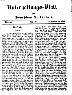 Deutsches Volksblatt für das Main- und Nachbar-Land. Unterhaltungs-Blatt zum Deutschen Volksblatt (Deutsches Volksblatt für das Main- und Nachbar-Land) Sonntag 15. September 1861