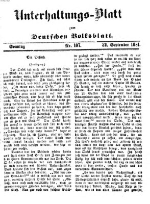 Deutsches Volksblatt für das Main- und Nachbar-Land. Unterhaltungs-Blatt zum Deutschen Volksblatt (Deutsches Volksblatt für das Main- und Nachbar-Land) Sonntag 22. September 1861