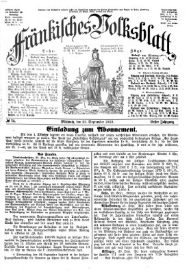 Fränkisches Volksblatt. Ausg. 000 (Fränkisches Volksblatt) Mittwoch 23. September 1868