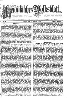 Fränkisches Volksblatt. Ausg. 000 (Fränkisches Volksblatt) Freitag 19. Februar 1869