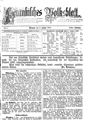 Fränkisches Volksblatt. Ausg. 000 (Fränkisches Volksblatt) Mittwoch 5. Januar 1870