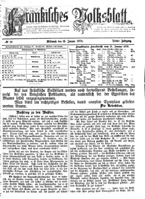 Fränkisches Volksblatt. Ausg. 000 (Fränkisches Volksblatt) Mittwoch 12. Januar 1870