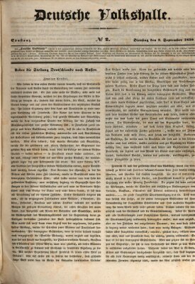 Deutsche Volkshalle Dienstag 3. September 1839