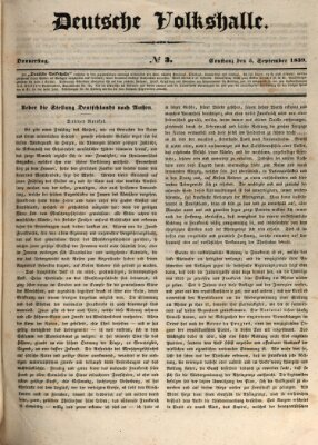 Deutsche Volkshalle Donnerstag 5. September 1839