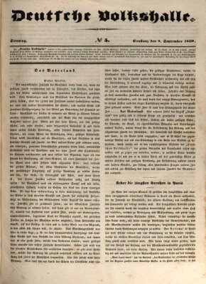 Deutsche Volkshalle Sonntag 8. September 1839