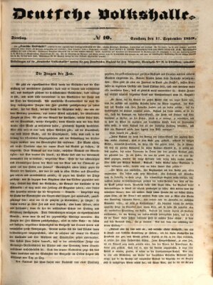 Deutsche Volkshalle Dienstag 17. September 1839