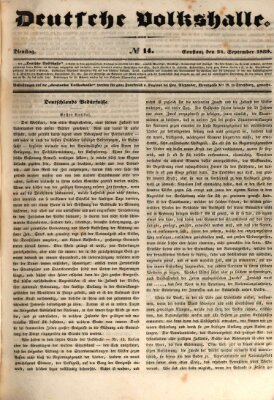 Deutsche Volkshalle Dienstag 24. September 1839