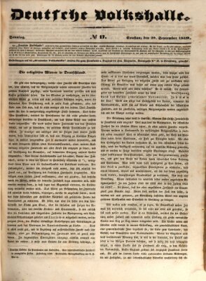 Deutsche Volkshalle Sonntag 29. September 1839