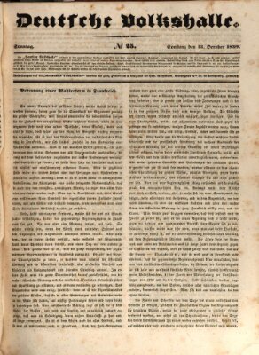 Deutsche Volkshalle Sonntag 13. Oktober 1839