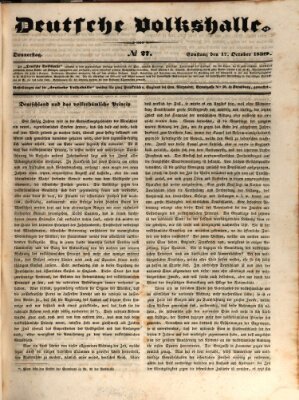 Deutsche Volkshalle Donnerstag 17. Oktober 1839