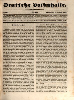 Deutsche Volkshalle Dienstag 22. Oktober 1839