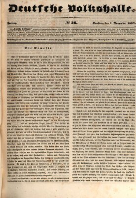 Deutsche Volkshalle Freitag 1. November 1839