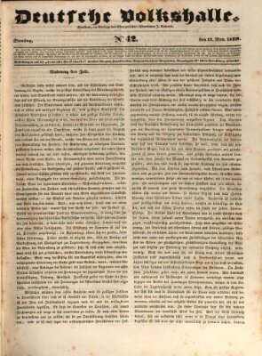 Deutsche Volkshalle Dienstag 12. November 1839