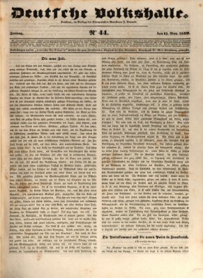 Deutsche Volkshalle Freitag 15. November 1839