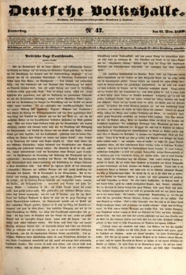 Deutsche Volkshalle Donnerstag 21. November 1839