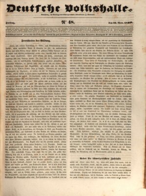 Deutsche Volkshalle Freitag 22. November 1839