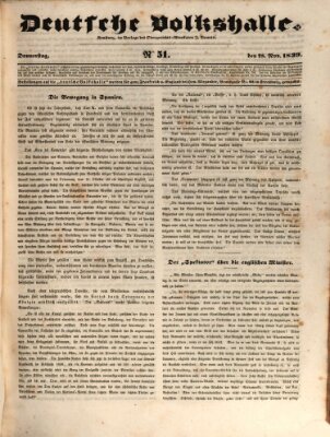 Deutsche Volkshalle Donnerstag 28. November 1839