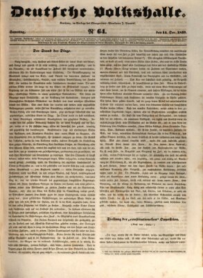 Deutsche Volkshalle Samstag 14. Dezember 1839