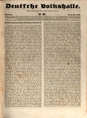 Deutsche Volkshalle Mittwoch 18. Dezember 1839