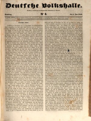 Deutsche Volkshalle Samstag 4. Januar 1840