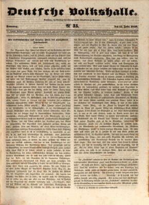 Deutsche Volkshalle Samstag 15. Februar 1840