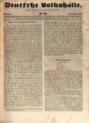 Deutsche Volkshalle Mittwoch 19. Februar 1840